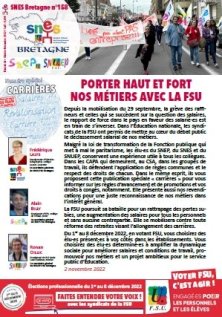 SNES Bretagne n°158 : spécial carrière ou les raisons pour voter FSU du 1 au (…)