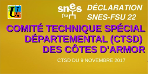 CTSD DES CÔTES D'ARMOR : DÉCLARATION PRÉALABLE DE LA FSU ET DU SNES 22