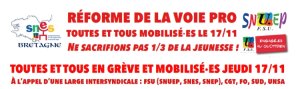 Réforme voie Pro : en grève le 17 novembre