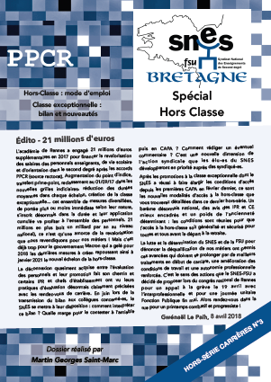 PPCR : SNES Bretagne hors série n°3 spécial Hors Classe