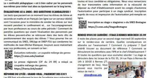 INFO + du 27/09/2020 (sup au SB 146)