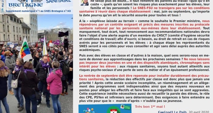 Snes-Bretagne spécial crise sanitaire