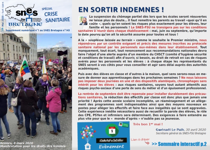 Snes-Bretagne spécial crise sanitaire